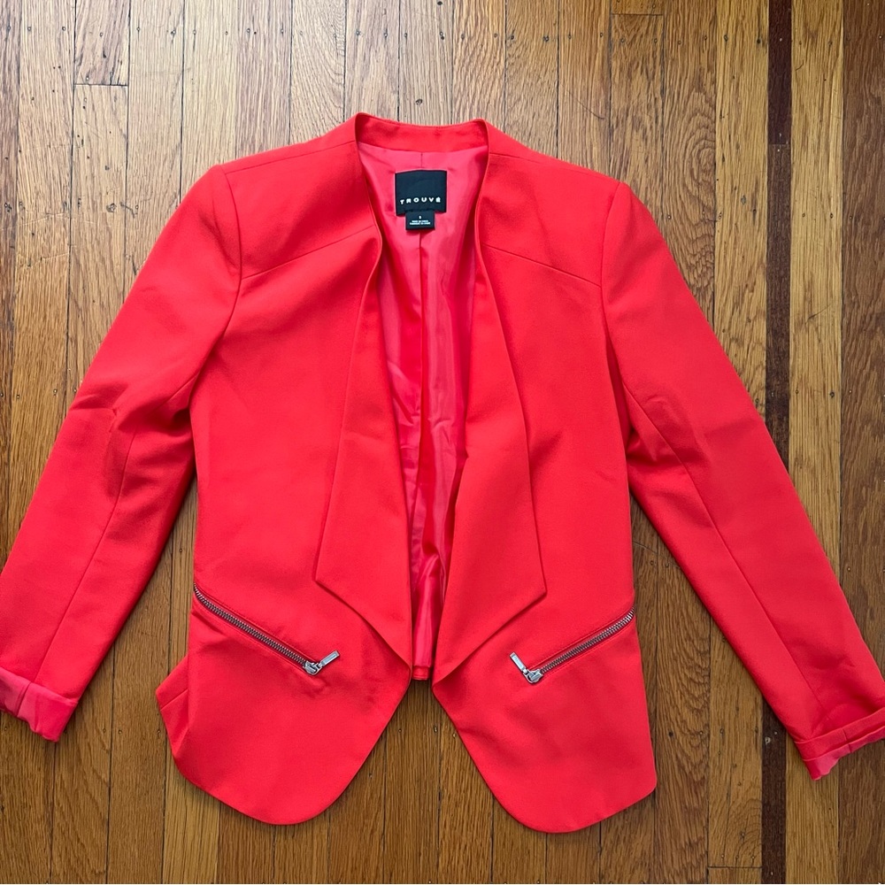 NEW Trouvé red waterfall blazer lightweight s small
